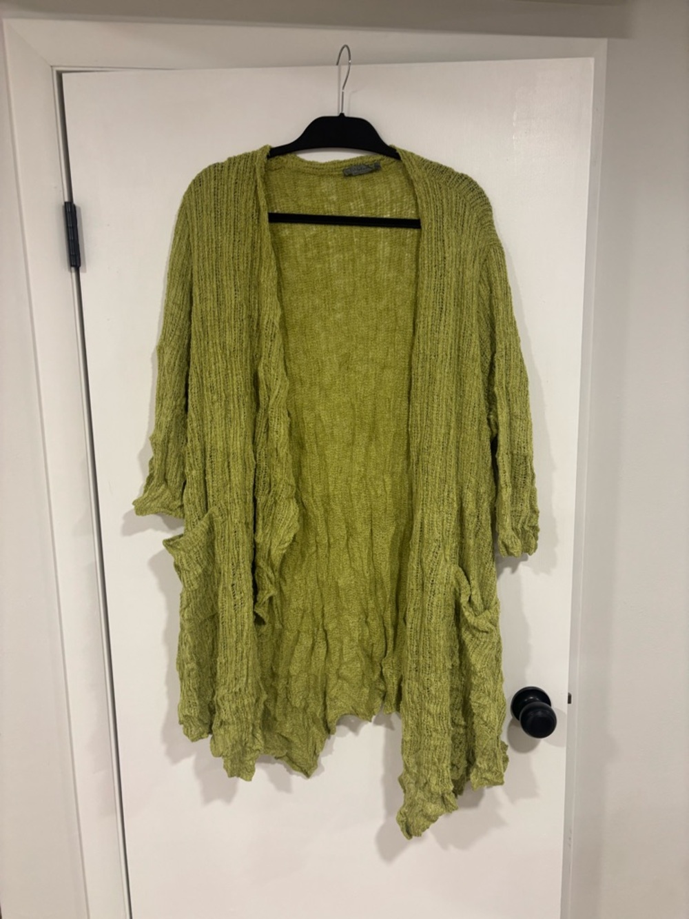 Chalet et Ceci Light Green Open-Front Knit Cardigan